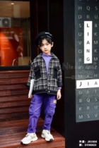 Brand childrens clothing boys and girls 110-160 large pockets big boys purple casual tooling long single pants 86823