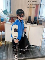 Brand winter childrens middle and big childrens foreign style baseball uniform plus velvet warm pu leather jacket bear coat 53241