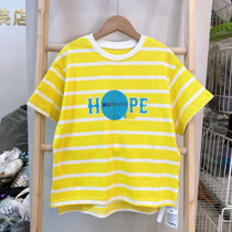 xx family Korean goods summer childrens big children 100-170 yards all-match striped short-sleeved knitted T-shirt 6710 can be parent-child