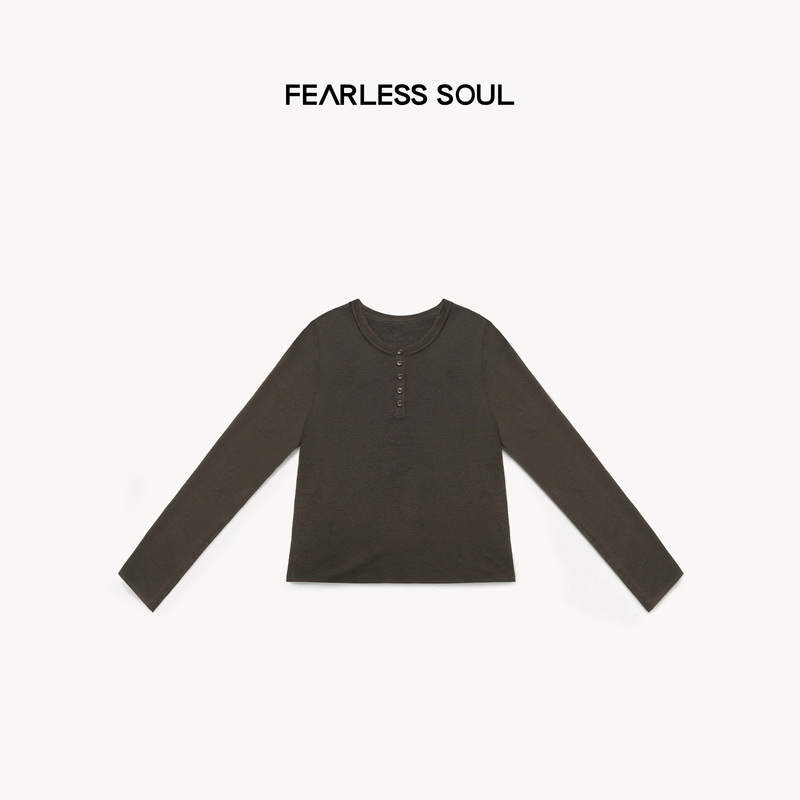 Taffa Tang Fa Fa'German Yangzi Yarn' 100% Wool Henry Half-Button Round Neck Knit Sweater for Women