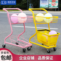 Pink double-layer supermarket shopping cart shopping mall household KTV small trolley photo props Net red shop decoration ornaments