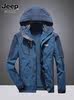 Jeep Men's Three-In-One Detachable Windproof Jacket with Fleece Lining and Thickened Windproof Outerwear for Outdoor Hiking