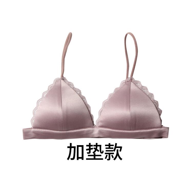 đồ lót Pháp Bralette không ngực pad mỏng dây đeo vai lau ngực mỏng vòng thép hình tam giác tách áo ngực ngực nhỏ phẳng ngực.