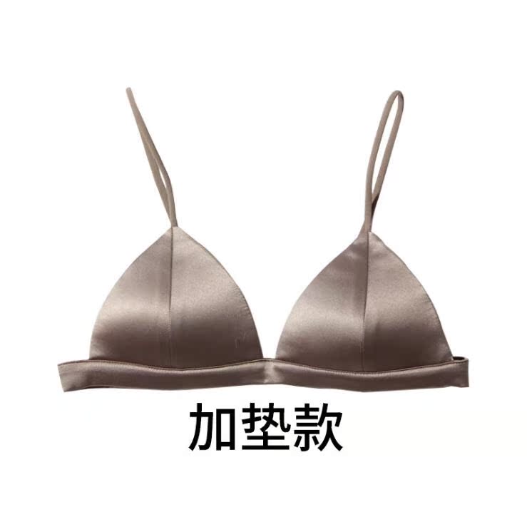 đồ lót Pháp Bralette không ngực pad mỏng dây đeo vai lau ngực mỏng vòng thép hình tam giác tách áo ngực ngực nhỏ phẳng ngực.