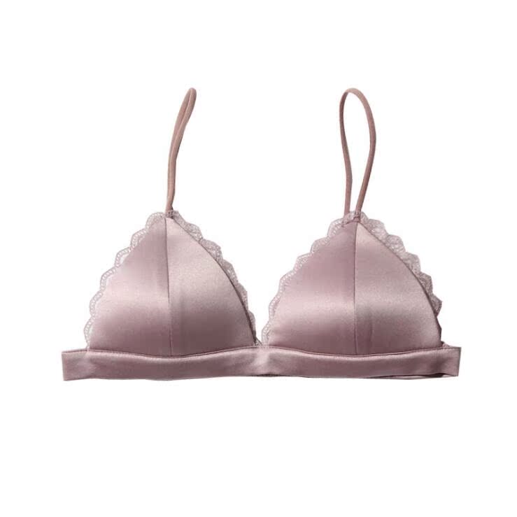 đồ lót Pháp Bralette không ngực pad mỏng dây đeo vai lau ngực mỏng vòng thép hình tam giác tách áo ngực ngực nhỏ phẳng ngực.