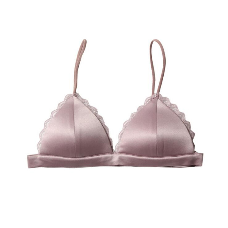 đồ lót Pháp Bralette không ngực pad mỏng dây đeo vai lau ngực mỏng vòng thép hình tam giác tách áo ngực ngực nhỏ phẳng ngực.