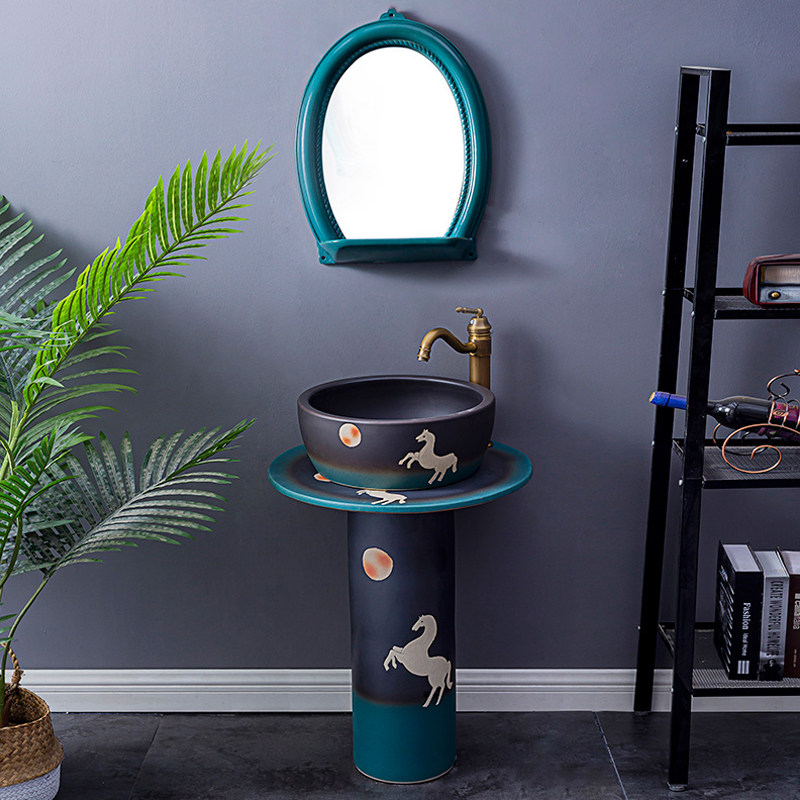 Ceramic column style washbasin outdoor floor upright post basin Balcony Makeup room Terra basin Home Basin Washbasin 2