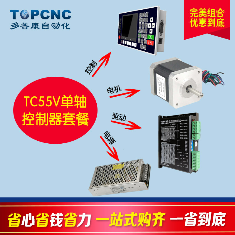 TC55V Single-axis controller 42BYGH48 stepper motor TC8642 Drive 24V 5A Power suit