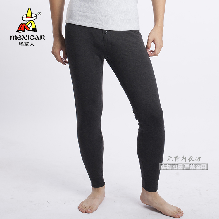 Clearance scarecrow underwear men's yak velvet mulberry silk three-layer winter solid color slim-fit warm pants DC86651