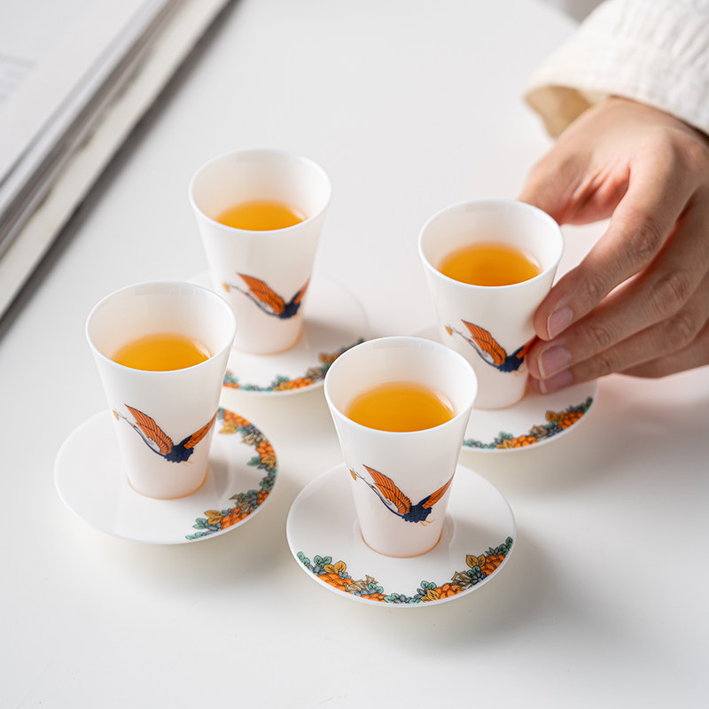 Jingdezhen Hand-painted Small Tea Cup Ceramic Master's Cup Single Cup Smelling Cup Wine Tasting Cup Successful Tea Cup Courtesy Tea Cup Courtesy Kit-Taobao