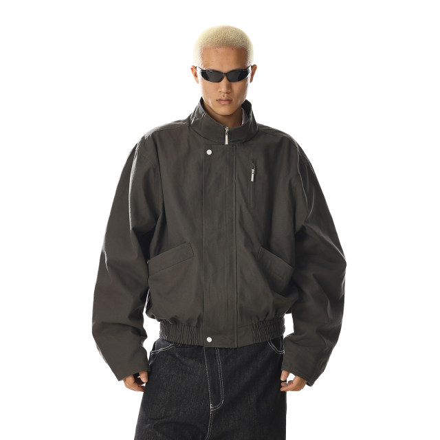 American retro stand collar flight jacket