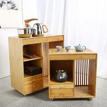 Shengyao bamboo coffee table Mobile tea cabinet Chinese simple modern solid wood tea table tea making car household tea cabinet set