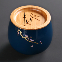 Sheng kiln tea residue cylinder large retro Zen bowl type Jianshui ashtray Kung Fu tea accessories Ceramic simple tea wash