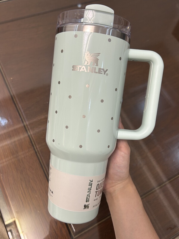 Stanley Mint Polka Dot Insulated Cup Large Capacity Stainless Steel Straw Cup Car Water Cup 1.18L Stanley Mint Polka Dot Insulated Cup Large Capacity Stainless Steel Straw Cup Car Water Cup 1.18L