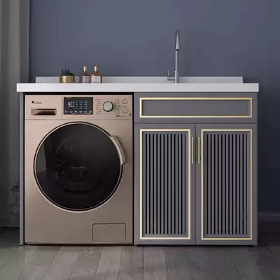 Drum washing machine companion cabinet balcony cabinet washing wardrobe hanging cabinet combination quartz stone sink washing pool laundry table