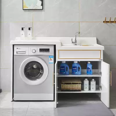 Light luxury washing machine cabinet shelf laundry pool balcony household floor-standing integrated washing wardrobe custom corner cutting combination