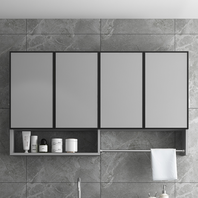 Industrial Grey Mirror Cabinet Hanging Wall Style Dressing Room Bathroom Shelf Wall-mounted Bathroom balcony Space aluminum storage cabinet Box