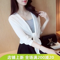 Shawl top womens short thin Joker Korean version of short-sleeved small coat and dress