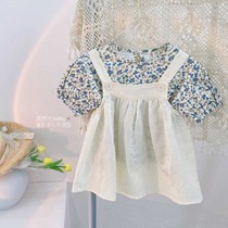 Girls Broken Flowers One-piece Dress Summer Dress 2022 New Summer Children Foreign Air Trendy Baby Girl Braces Skirt Suit
