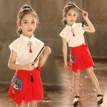 Girl Suit Skirt Child Hanfu 2022 New Summer Clothes Chinese Wind Medium Chinese Wind Chinese Style Dang Dress Summer Two Sets