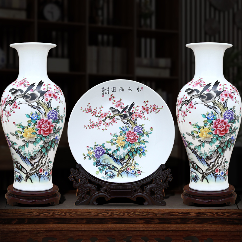 Jingdezhen ceramics three - piece furnishing articles of handicraft sitting room adornment porch curio cabinet TV ark cabinet flower arranging