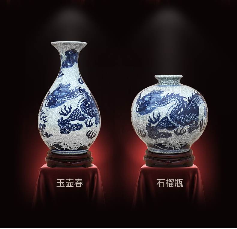 Jingdezhen ceramics crack of blue and white porcelain vase tenglong tattoos archaize sitting room is placed between the clubhouse decorations