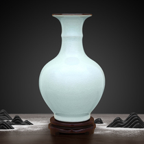 Jingdezhen porcelain antique azure crack vase ornaments Living room flower arrangement crafts dried flower decorative bottle