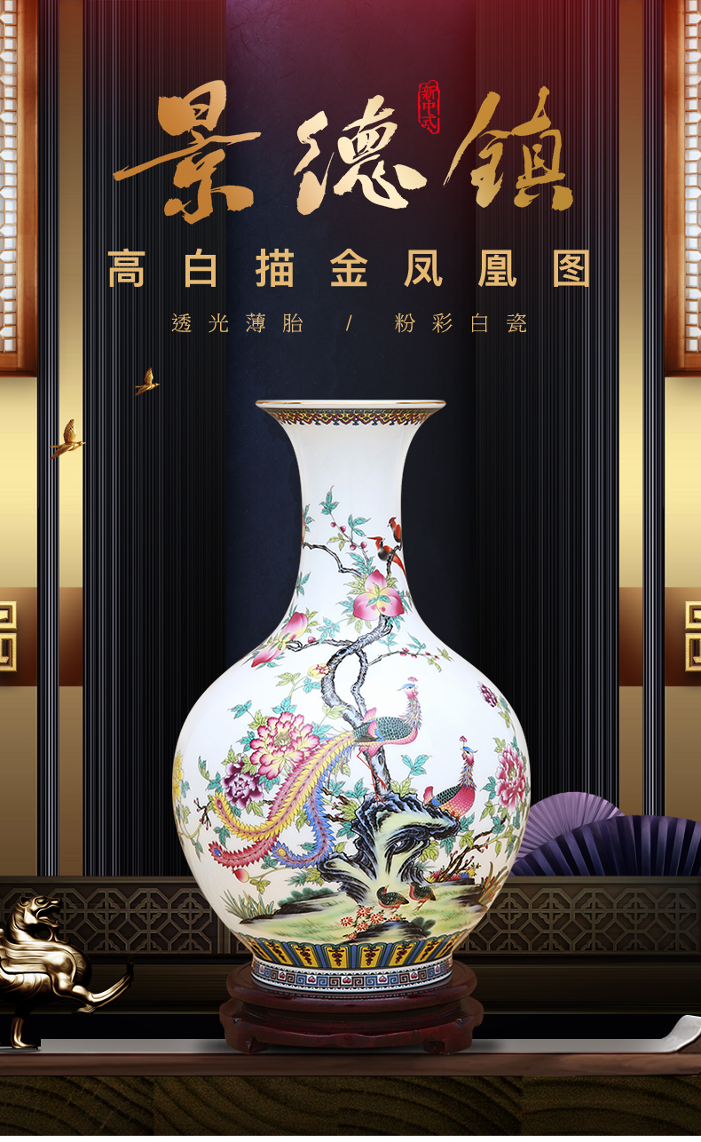 To porcelain industry of jingdezhen ceramic powder enamel vase manual paint circle expressions using phoenix figure furnishing articles of handicraft