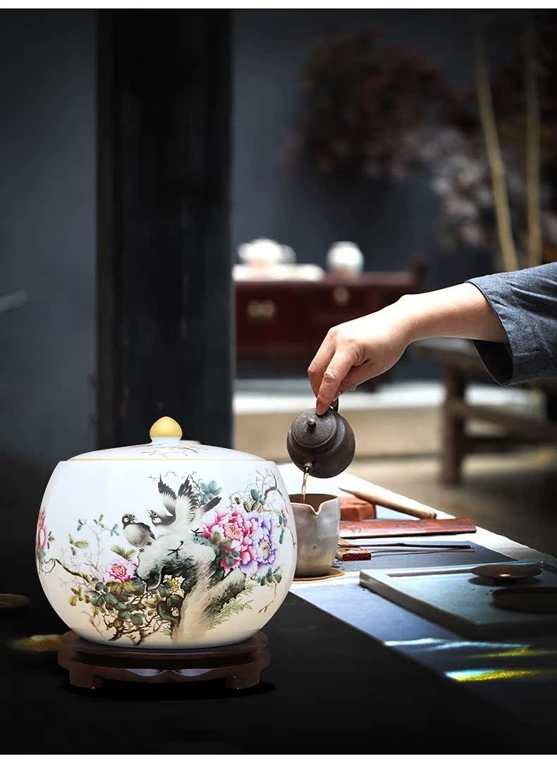 Chinese jingdezhen ceramics powder enamel caddy fixings storage tank handicraft furnishing articles office sitting room adornment ornament