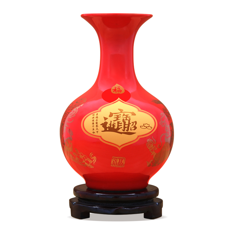 Chinese red paint longfeng to industry maxim's vase