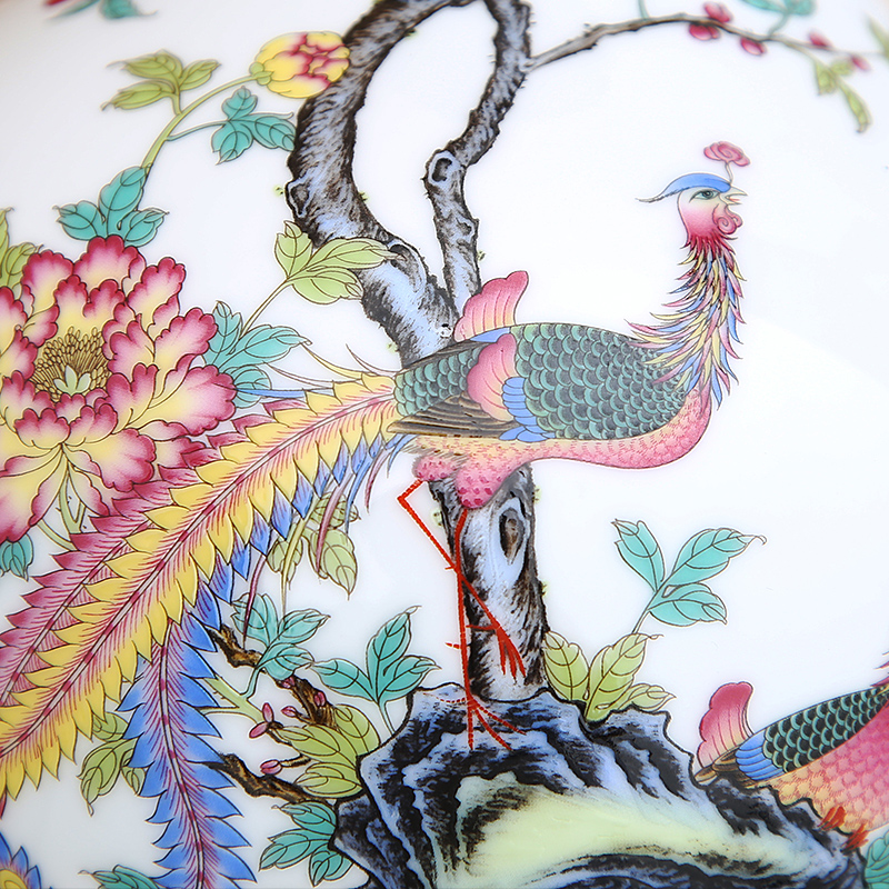 To porcelain industry of jingdezhen ceramic powder enamel vase manual paint circle expressions using phoenix figure furnishing articles of handicraft