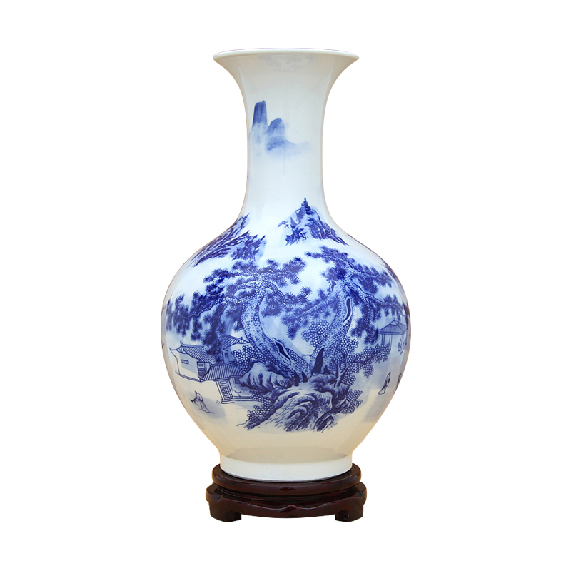 Blue and white porcelain vase and furnishing articles of jingdezhen ceramics Chinese flower arranging sitting room porch craft bottle ornament