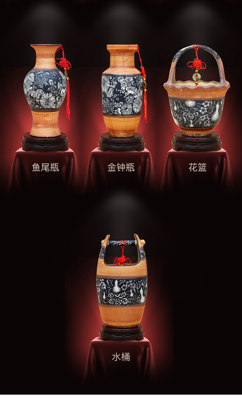 Jingdezhen ceramics maintain blue coarse pottery vase sitting room place home wine ark, adornment porcelain arts and crafts