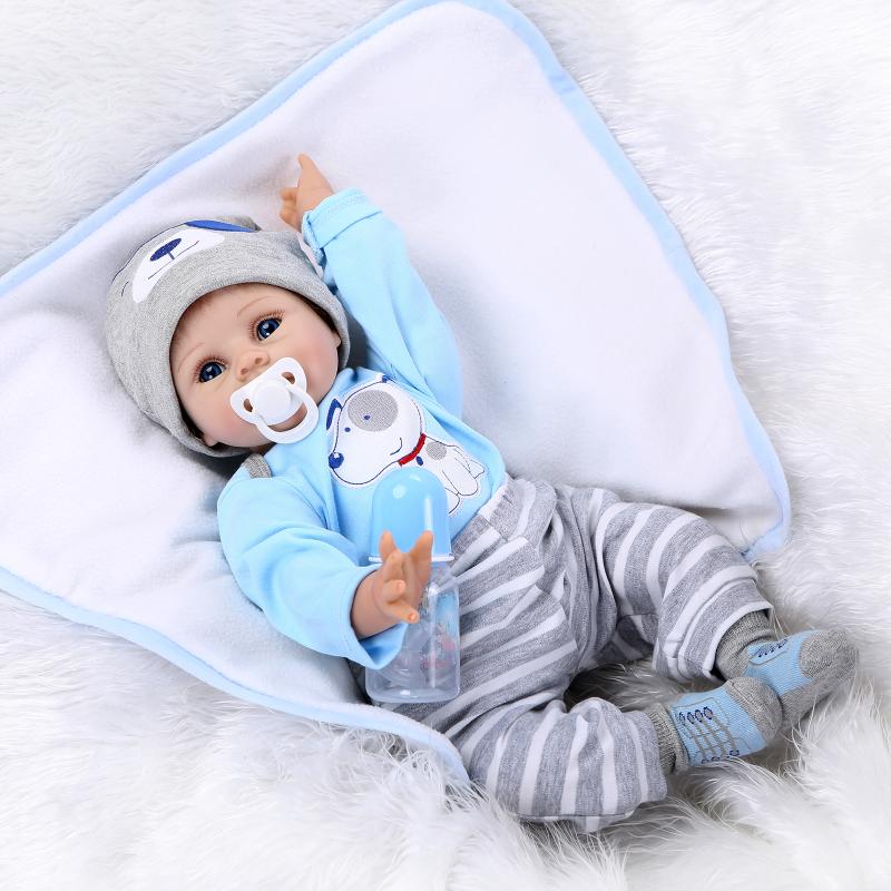 22" Handmade Silicone Vinyl Lifelike Reborn Baby Boy Dolls ...