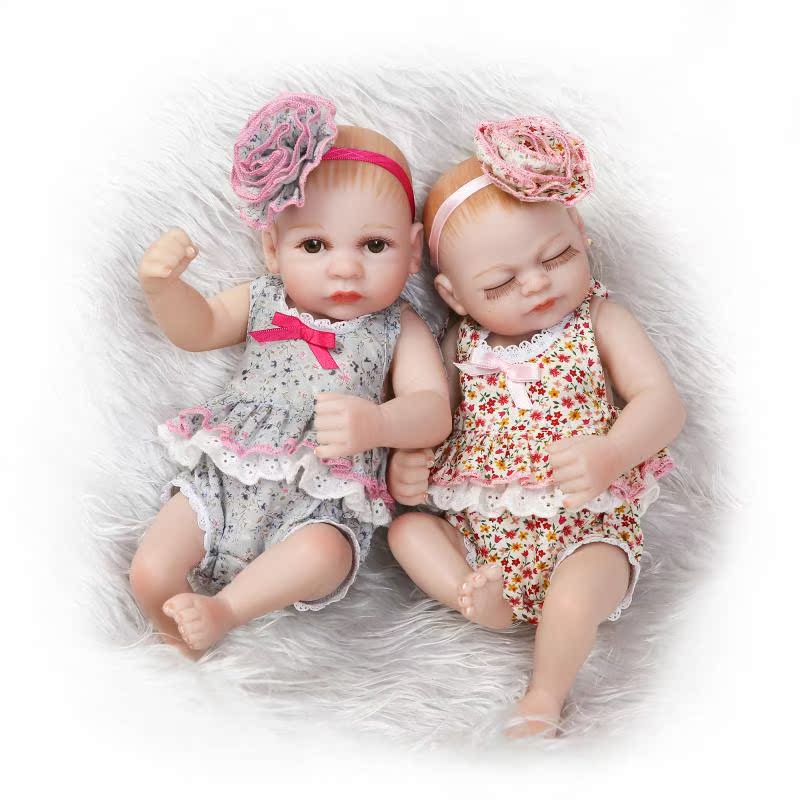 11 Inch Cute Reborn Baby Girl Dolls Close Eyes Open Eyes Silicone Soft Newborn Twins Babies With Lovely Dress Kids Gift Reborn Baby Girls Reborn Babydoll Close Aliexpress