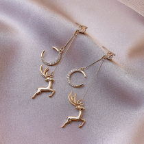 Elk earrings 2021 New Tide advanced sense stud earrings female 925 sterling silver long temperament earrings earrings earrings