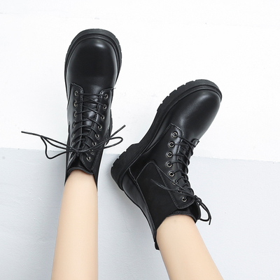 短靴女2020新款厚底复古学生马丁靴