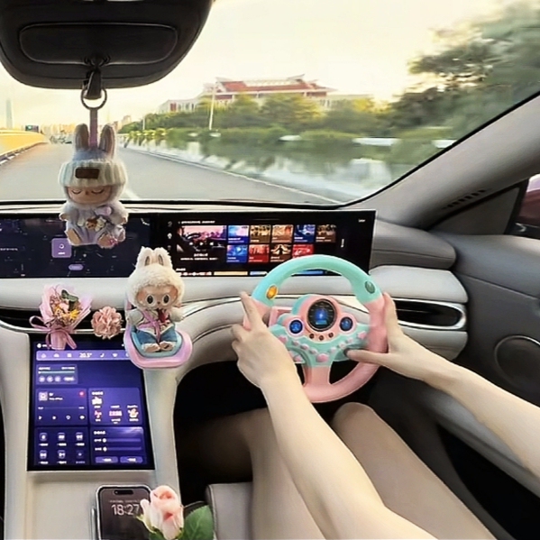 Steering Wheel Toy for Children, Realistic Simulation of a Baby Car, Large Car Co-Driver's Seat, Girlfriend-Specific Steering Wheel