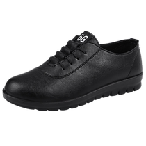 Womens shoes for restaurants and kitchens waterproof black work shoes womens non-slip mothers leather shoes old Beijing cloth shoes
