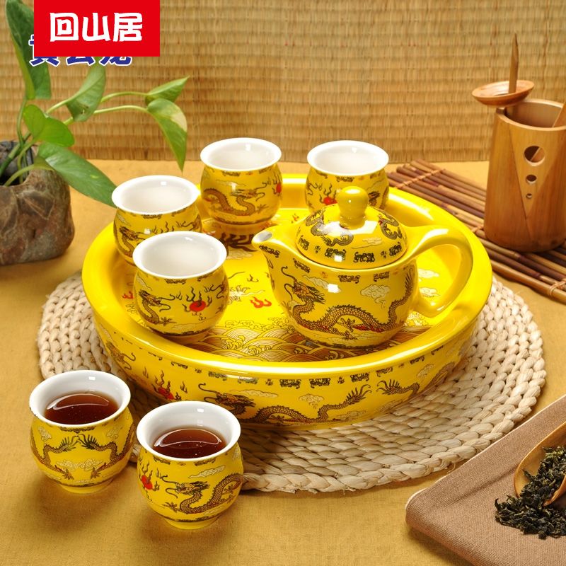 Back at jingdezhen household utensils suit bag mail tea tray tea table of a complete set of double ceramic kung fu tea kettle