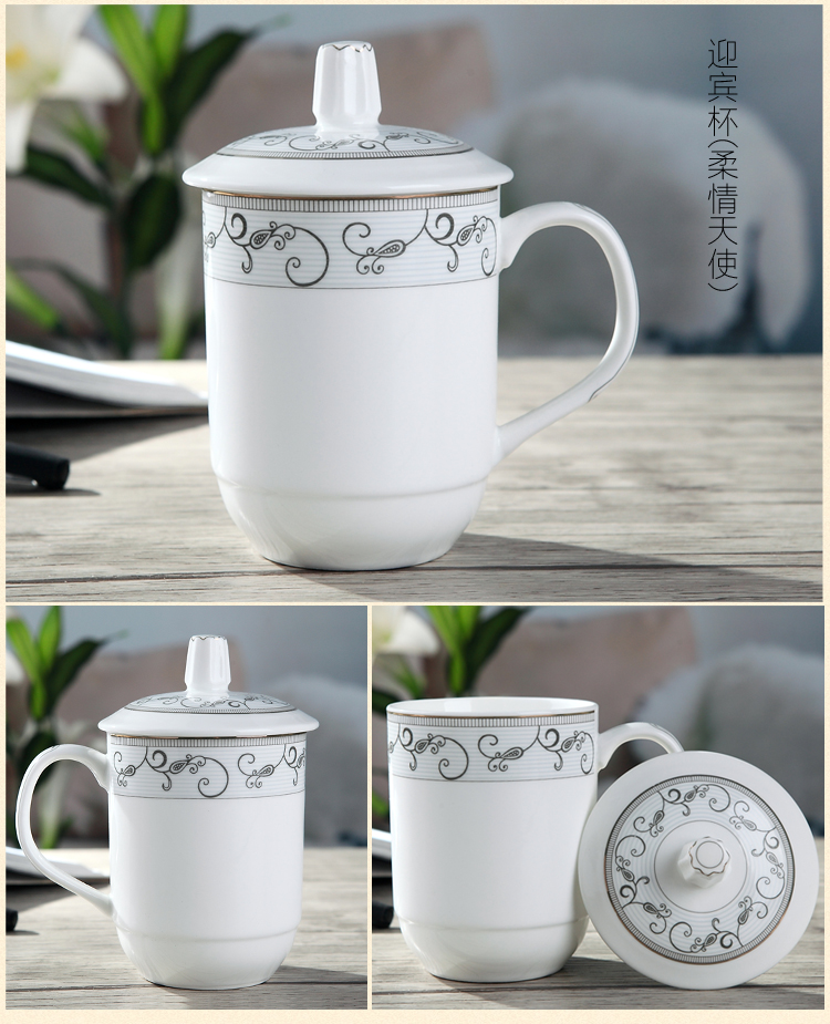 Back at jingdezhen ceramic cups with cover glass creative ceramic cup cup office meeting