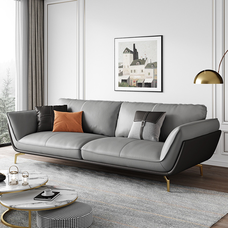 Nordic Genuine Leather Office Sofa Brief Modern Business Reception Leisure Office Sofa Trio of tea table combinations