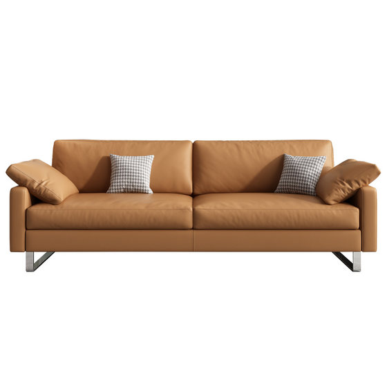 北欧办公沙发真皮简约现代商务接待会客办公室三人位茶几组合套装