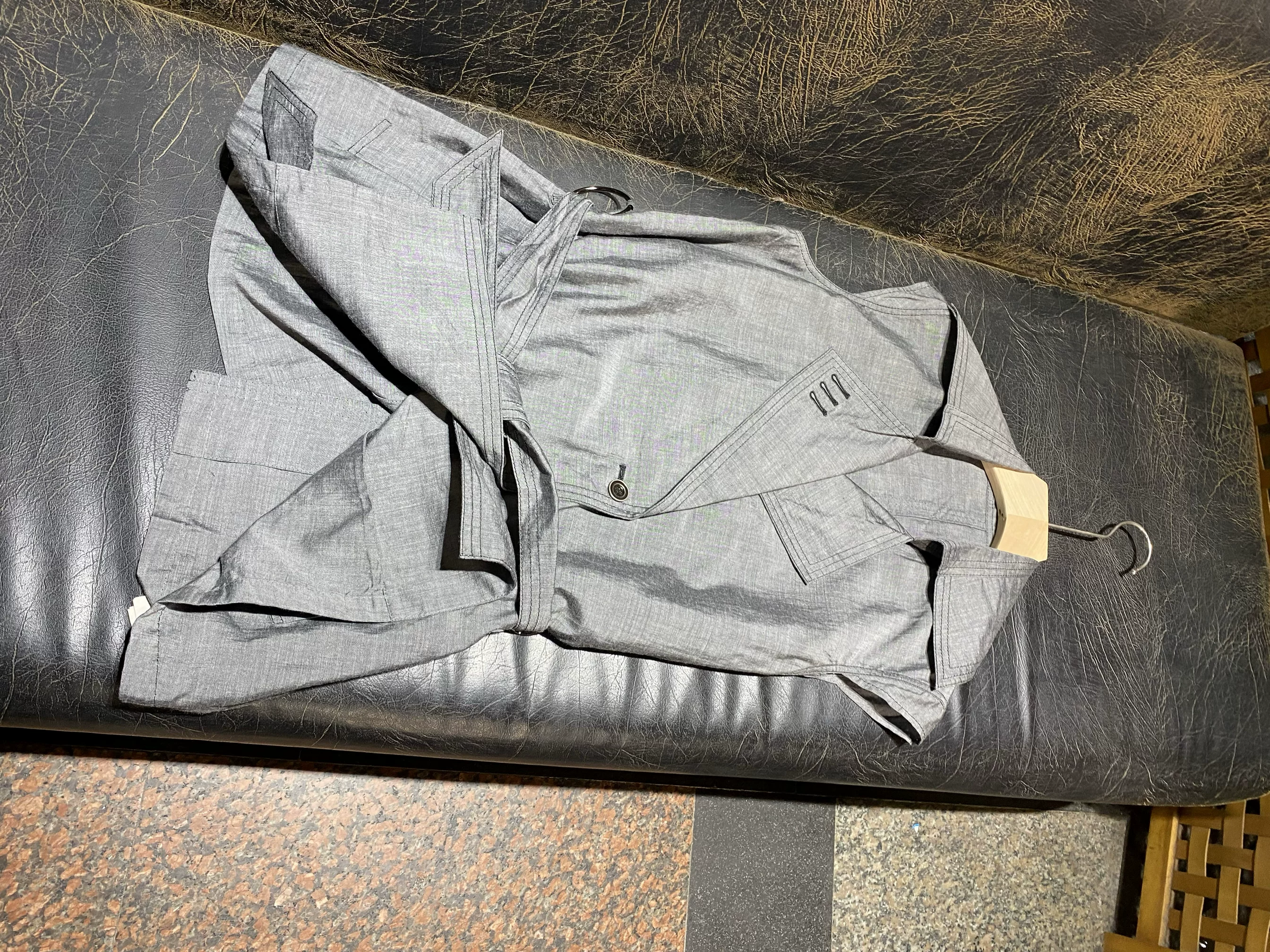 Классический жилет-пиджак из глаженного серого цвета с 100% тенцелем, Slim Fit, с лацканами, кофейник 4420