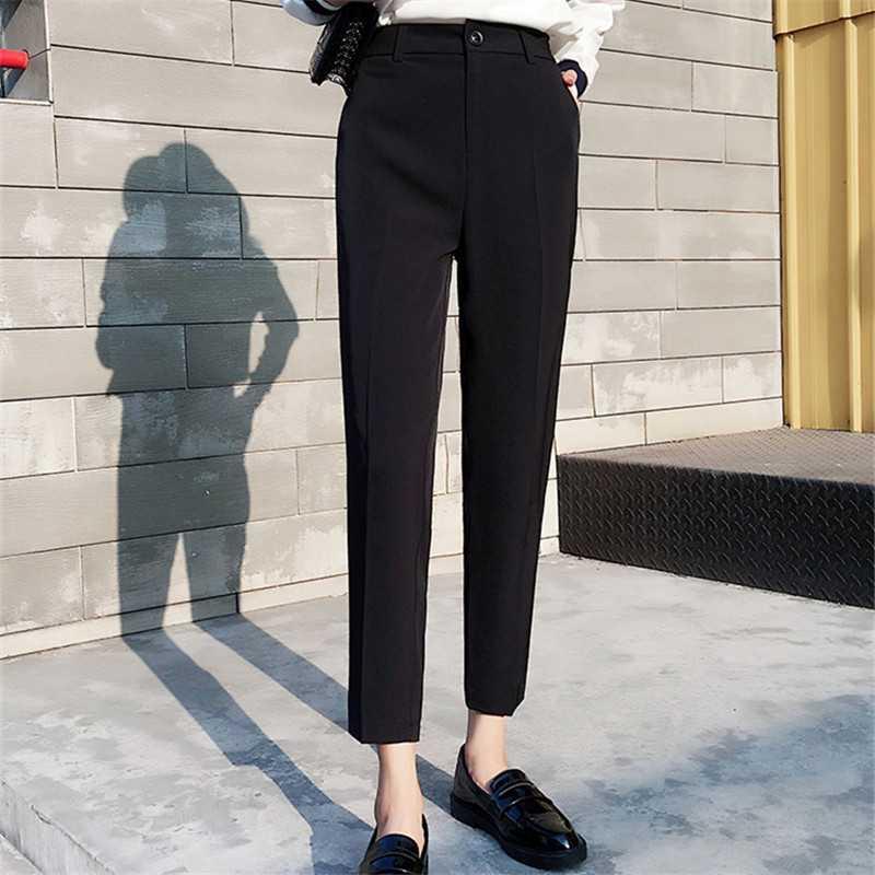 quần áo nữ mùa hè quần mỏng chín điểm cao eo thẳng chân thường ống quần Hàn Quốc phiên bản của quần làm việc chuyên nghiệp