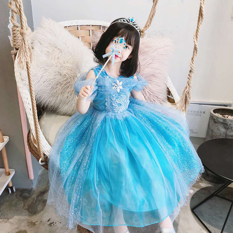 Ice and snow 2 Elsa princess dress girls Romance children's dress summer performance costume Aisha dress elsa skirt