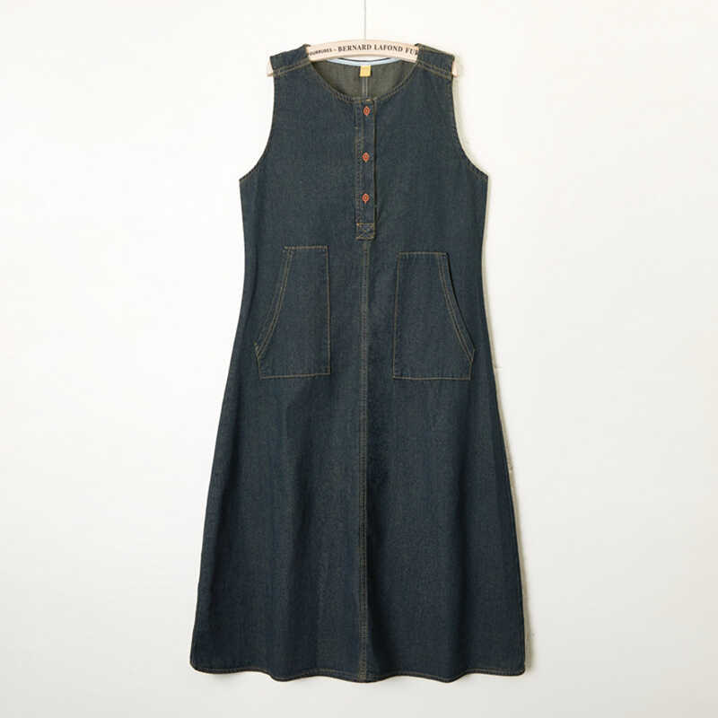 Wide Shoulder Strap Vintage Denim Vest Dress for Women 2026 New Age-Reducing Sleeveless Dress Summer Thin Loose Casual