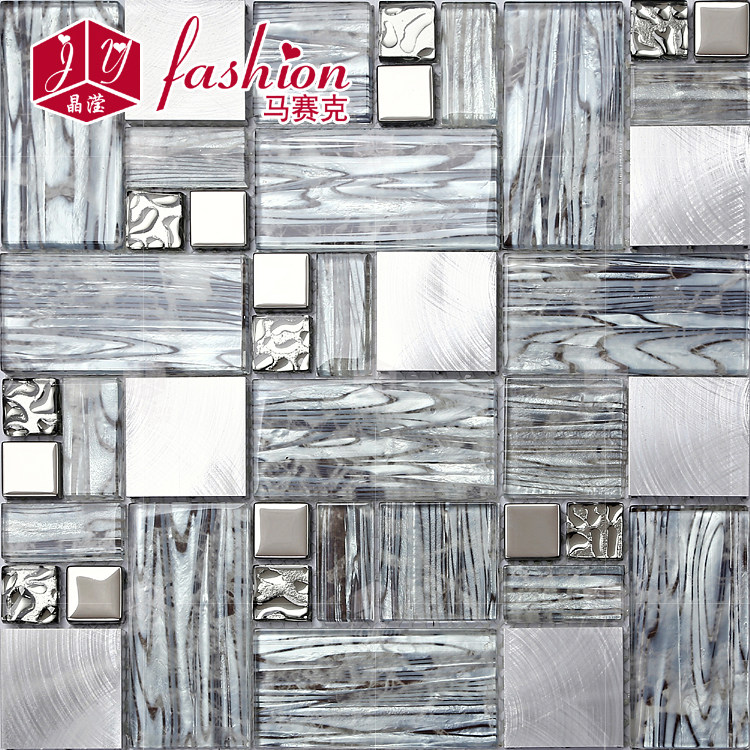 Crystal Clear Aluminum Alloy Crystal Glass Grey Mosaic Modern TV Background Wall Living Room Genguan Dining Room Tiles