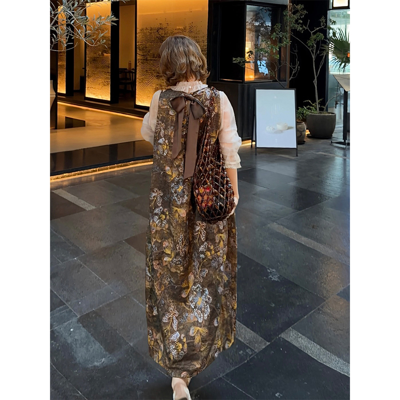 Yolo Youlu·Shuangliyuan New Chinese Style Autumn 80% Rayon Original Dyed Full-Width Gold Thread Bow Dress Yolo Youlu·Shuangliyuan New Chinese Style Autumn 80% Rayon Original Dyed Full-Width Gold Thread Bow Dress