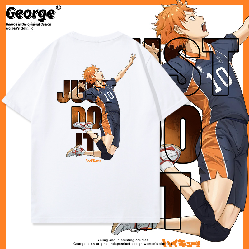 Haikyuu!! Merchandise Japanese Anime Justdoit Hinata Shoyo T-Shirt Nekoma Little Sun Short-Sleeve Summer